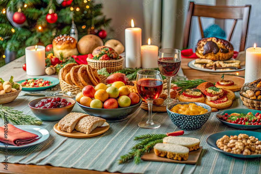 christmas table with christmas decorations christmas table with christmas decorations