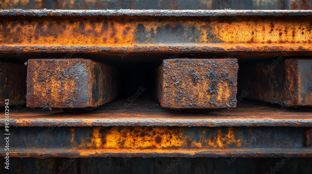 Close-up of rusty metal bars with a rich patina, showcasing the texture and colors of aged, industrial materials. Close-up of rusty metal bars with a rich patina, showcasing the texture and colors of aged, industrial materials.