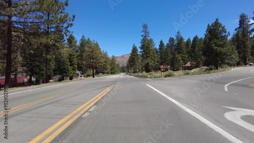 Angeles Crest Highway Summer Eastbound 7 Wrightwood to Mormon Rock 01 Front View Driving Plate Angeles National Forest California USA photo