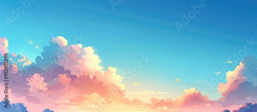 Beautiful Blue Sky Background With Cloud And Sunset Light