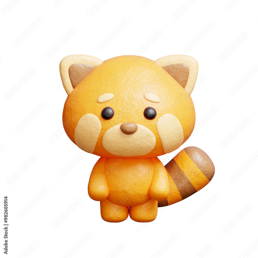 3D cute red panda standing, Cartoon animal character, 3D rendering. 3D cute red panda standing, Cartoon animal character, 3D rendering.