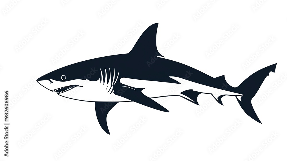 Obraz premium Shark | Minimalist and Simple Silhouette - llustration. on white background 