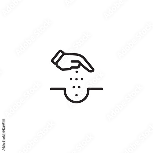 Hand and grains in soil line icon, farm garden concept, Sowing seeds sign. Editable icon.