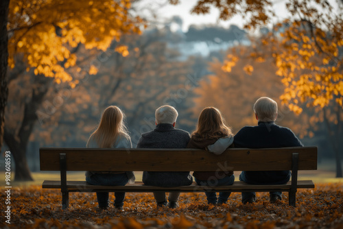 Back View Of Family Sitting