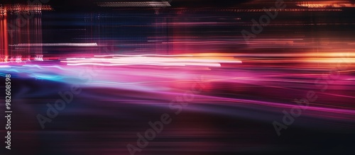 Motion Blur Blurred Dask Tones Slow Speed Effect A Wild Light Recorded At Night At The Highway photo