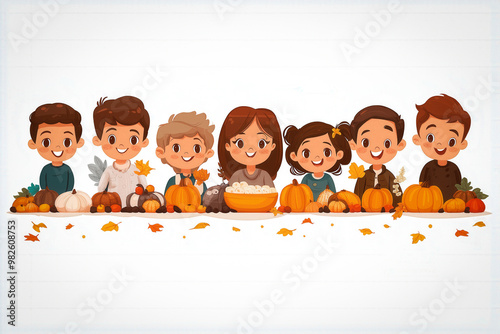Big Family Sitting Near The Table