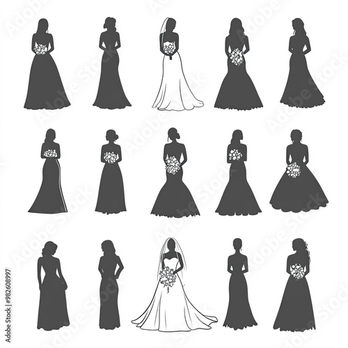 Bridesmaid Silhouette, Illu...