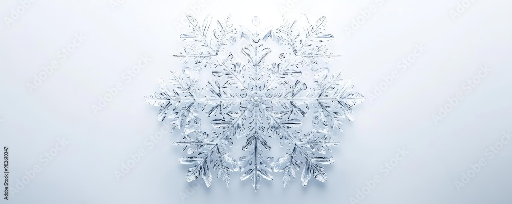 Intricate ice crystal design on a white background, epitomizing winter beauty and tranquility in nature. Intricate ice crystal design on a white background, epitomizing winter beauty and tranquility in nature.