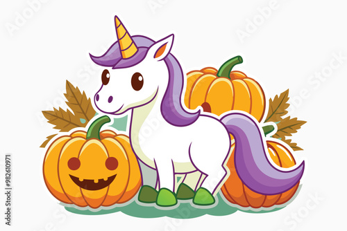 A unicorn in a pumpkin patch H.eps