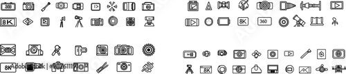 These are line icons related to video. There are icons related to video lesson, aspect ratio, viral and more.