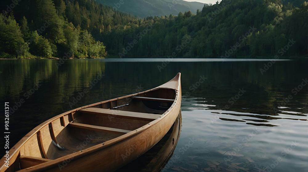 Obraz premium A beautiful Canoe on the lake without people