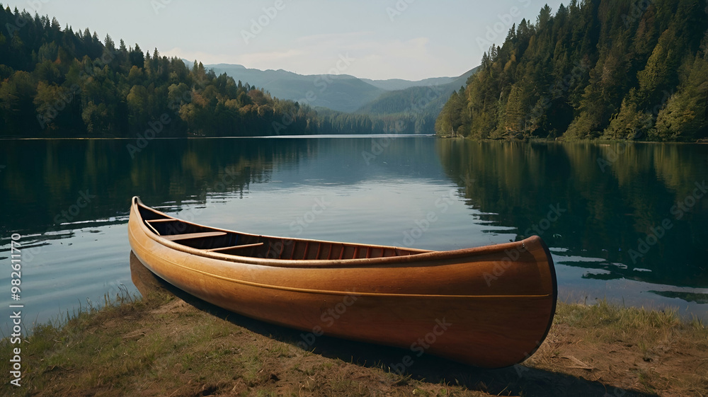 Obraz premium A beautiful Canoe on the lake without people