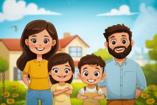 Family Outside A New House