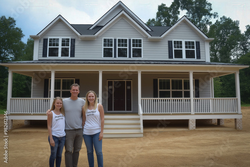 Family Outside A New House