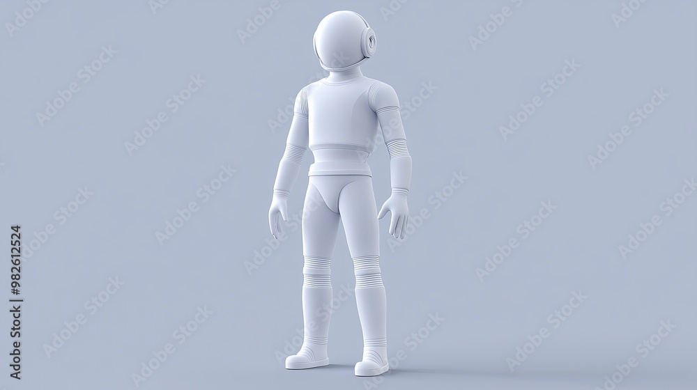 A minimalist 3D character model in a neutral pose, ideal for use in various design projects and visual applications. A minimalist 3D character model in a neutral pose, ideal for use in various design projects and visual applications.