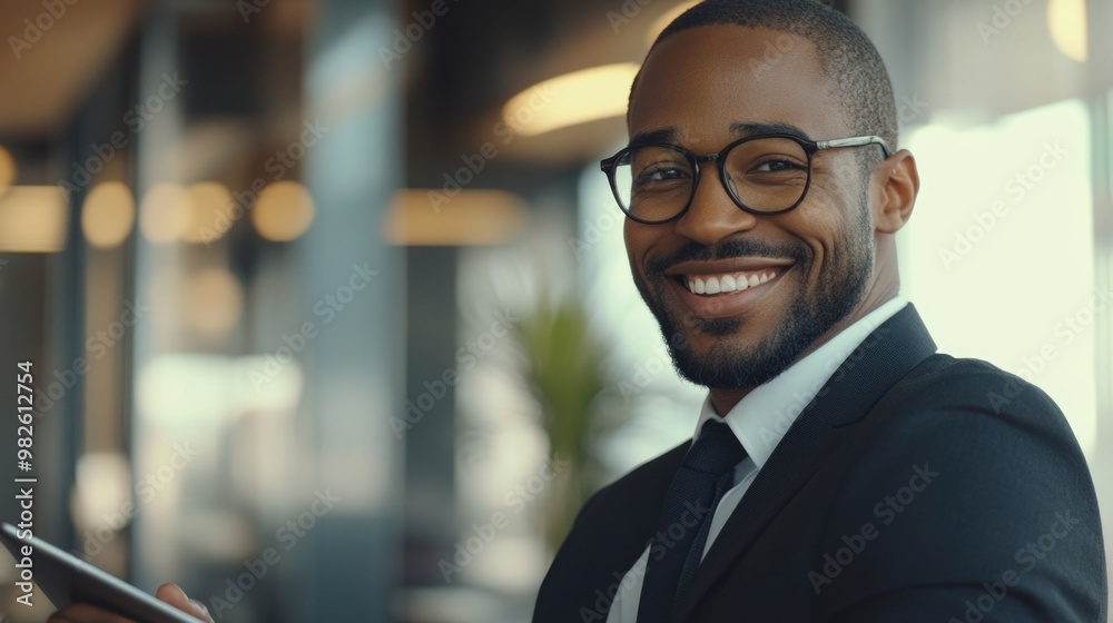 Fototapeta premium Professional Man in Suit Smiling at Camera