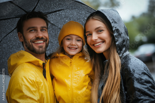 Family Under Umbrella Durin...