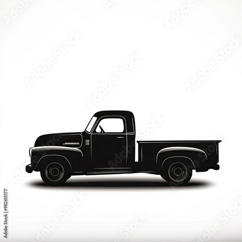 Old Truck Silhouette, Illus...