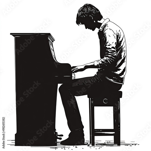Piano Player Silhouette, Il...