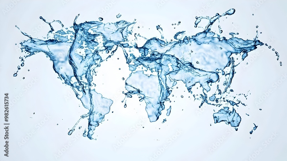 Dynamic World Map Formed by Splashing Water Dynamic World Map Formed by Splashing Water