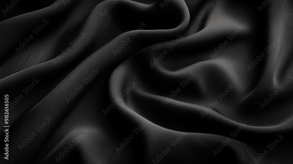 Fototapeta premium Close up texture of black fabric with natural creases