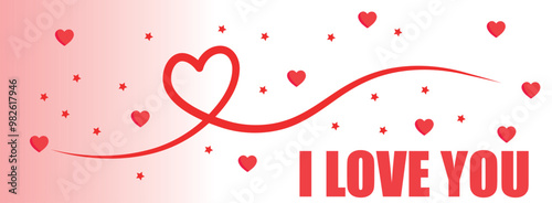 I love you banner. White text on red background.
