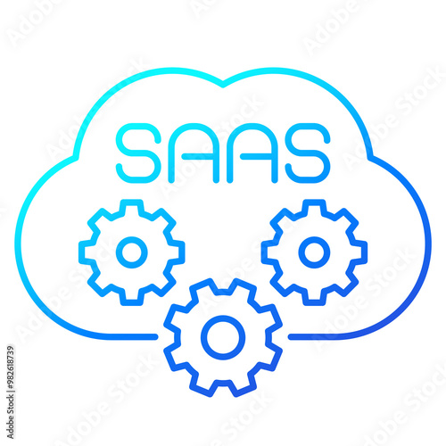 Saas icon with cloud, line design