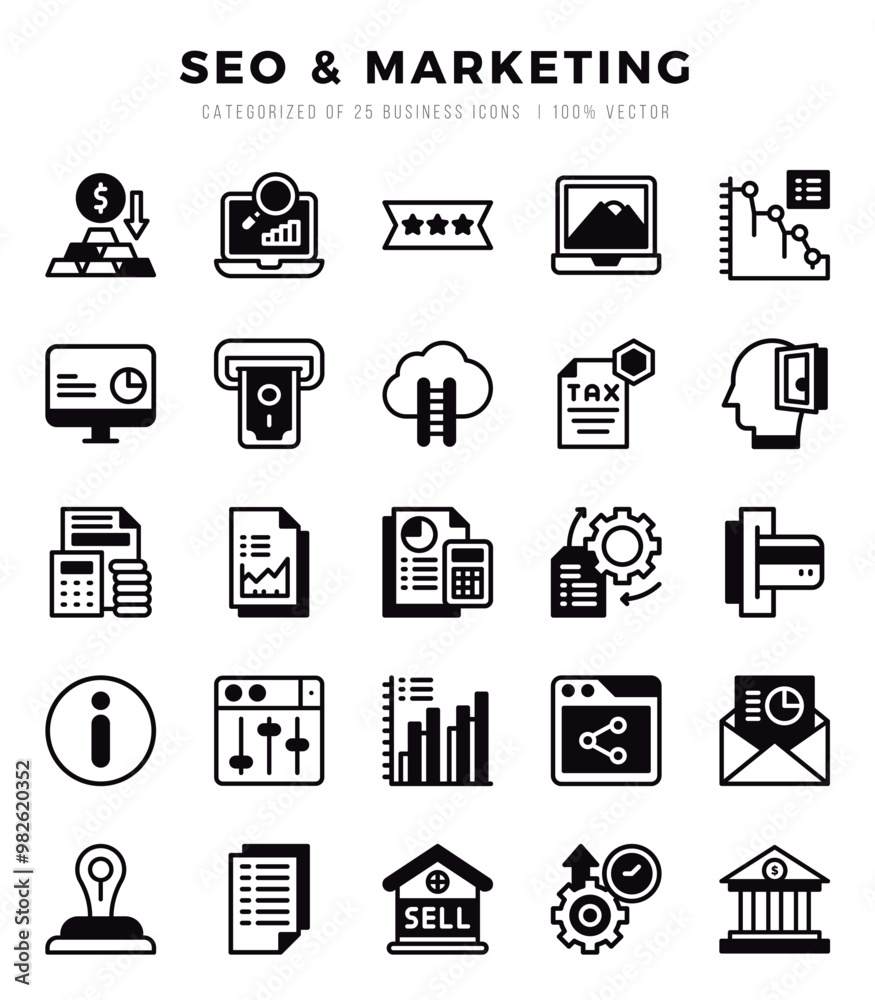 SEO & Marketing icons set. Collection of simple Lineal Filled web icons. SEO & Marketing icons set. Collection of simple Lineal Filled web icons.