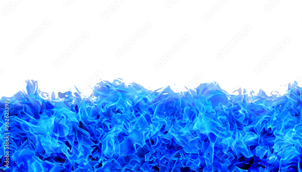 Blue fire isolated on white background