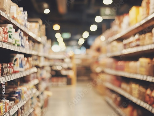 Wallpaper Mural blur photo of a supermarket aisle and shelves Torontodigital.ca