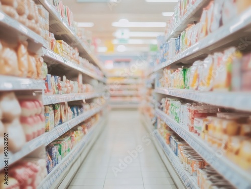 blur photo of a supermarket aisle and shelves