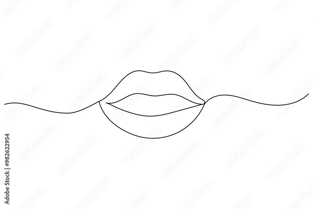 Obraz premium 7 Lips continuous one line drawing of isolated outline vector icon.eps