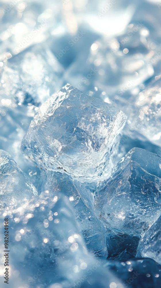 Detailed Close-Up of Sparkling Ice Crystals in Perfect Illumination Detailed Close-Up of Sparkling Ice Crystals in Perfect Illumination