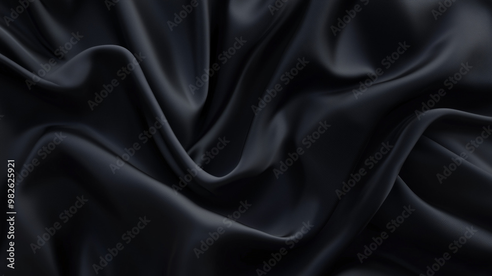 Close up texture of black fabric with natural creases