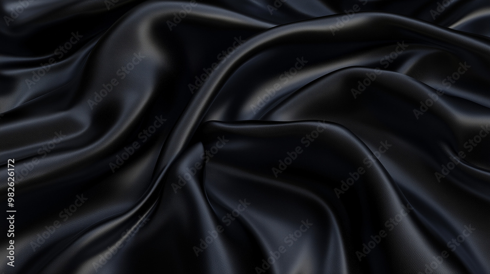 Close up texture of black fabric with natural creases Close up texture of black fabric with natural creases