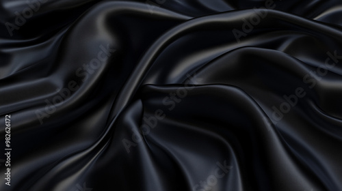 Close up texture of black fabric with natural creases