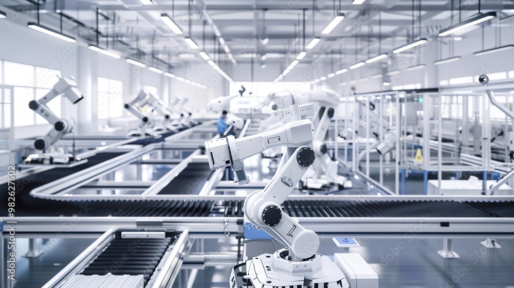 Robot work production line background Robot work production line background
