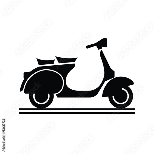 Artistic scooter silhouette with white background