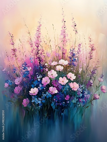 Vibrant Bouquet of Colorful Blossoms in Soft Light