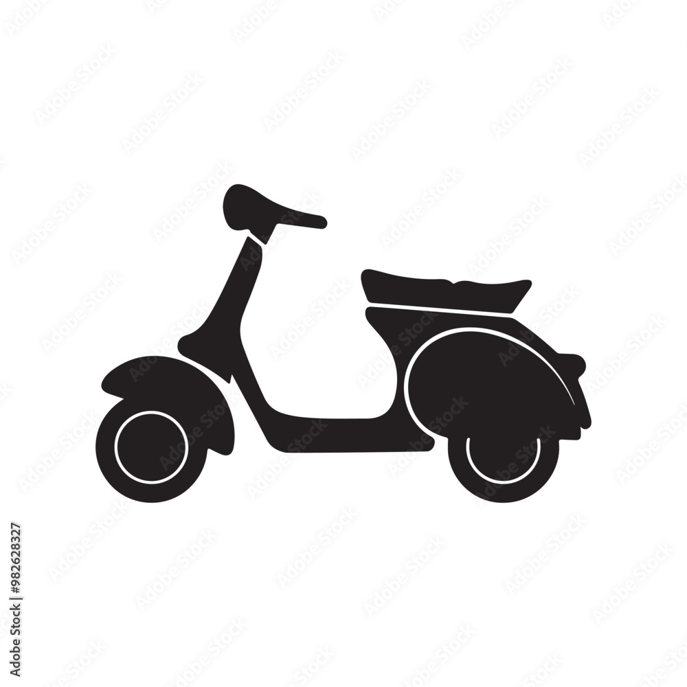 Artistic scooter silhouette with white background Artistic scooter silhouette with white background