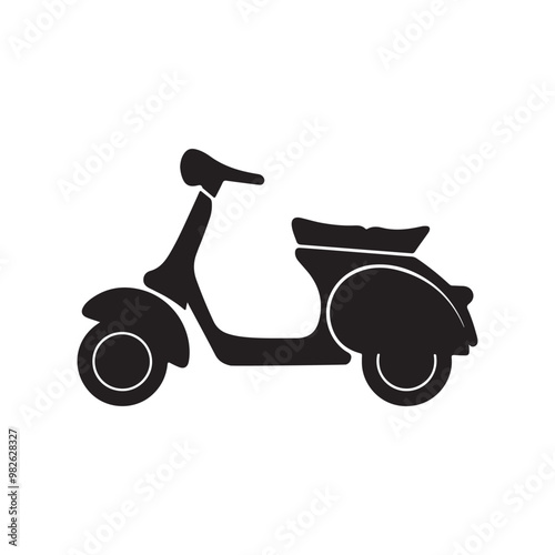 Artistic scooter silhouette with white background