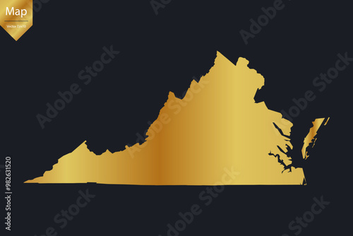 Abstract - High Detailed Gold Map of Virginia. Vector illustration eps10.	
