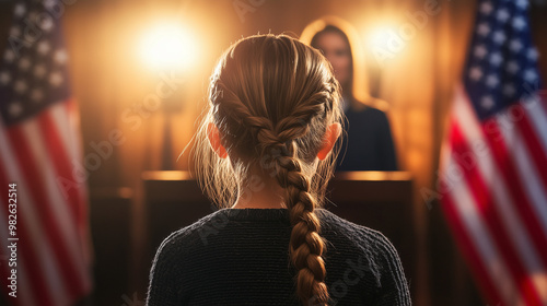 Young Girl Watching Female Politician Speak at a Political Event