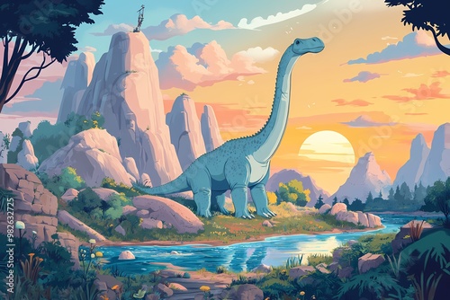 Fototapeta Naklejka Na Ścianę i Meble -  Dinosaur Sunset
