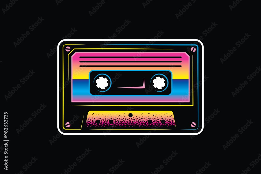 Obraz premium Audio cassette. Original vector illustration in vintage style. T-shirt design.