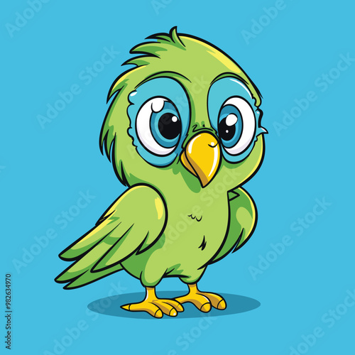 Cartoon parrot vector illustration.