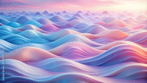 Illustrate a dreamy, abstract background with undulating waves in soft, gentle colors of light pink, lavender, and baby blue, blending together in perfect harmony to evoke a sense photo