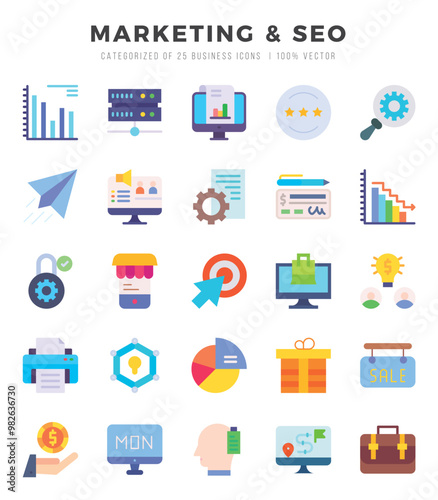 Simple Set of Marketing & Seo Related Vector Flat Icons.