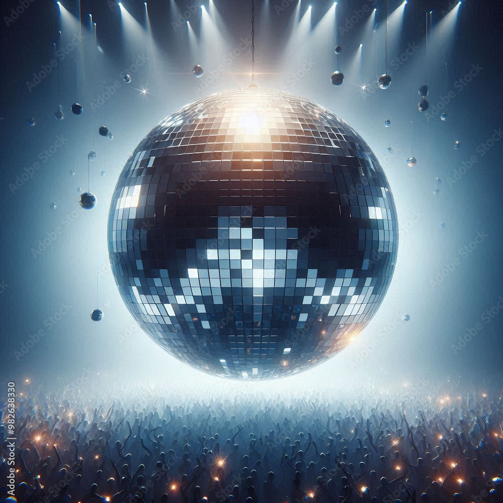 Obraz premium Disco ball with bright rays