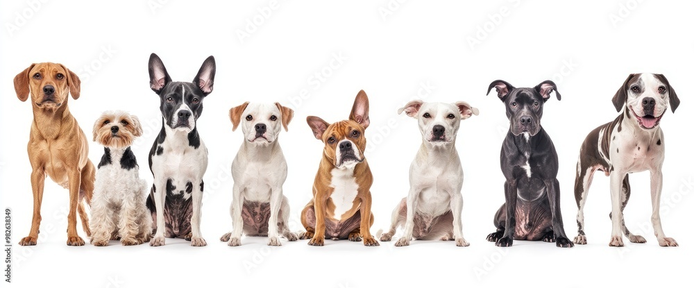 Adorable Dog Portraits: A Group of Happy Dogs Sitting and Standing Adorable Dog Portraits: A Group of Happy Dogs Sitting and Standing